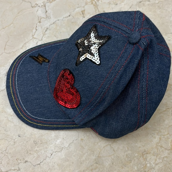 Star Heart Sequin Ball Cap Hat Adjustable Baseball Women's - Picture 2 of 5